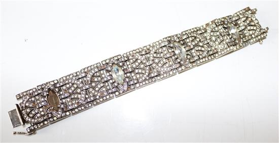 Art Deco silver and paste set bracelet
